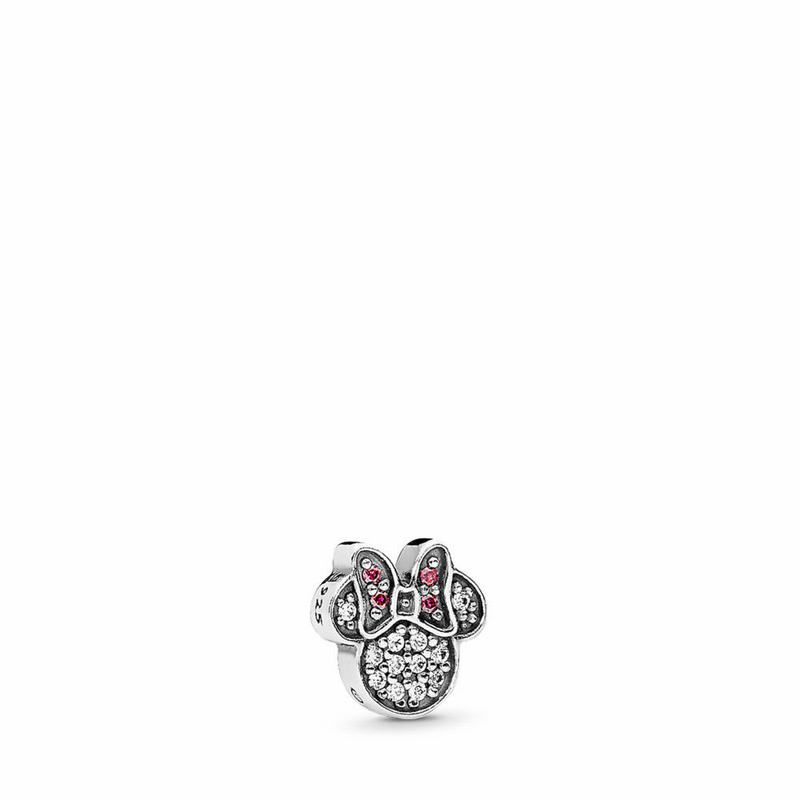 Pandora Australia Disney, Sparkling Minnie Icon Petite Locket Charm - Sterling Silver | YWDKNG470